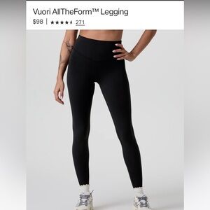 Vuori AllTheForm Legging, size small, black